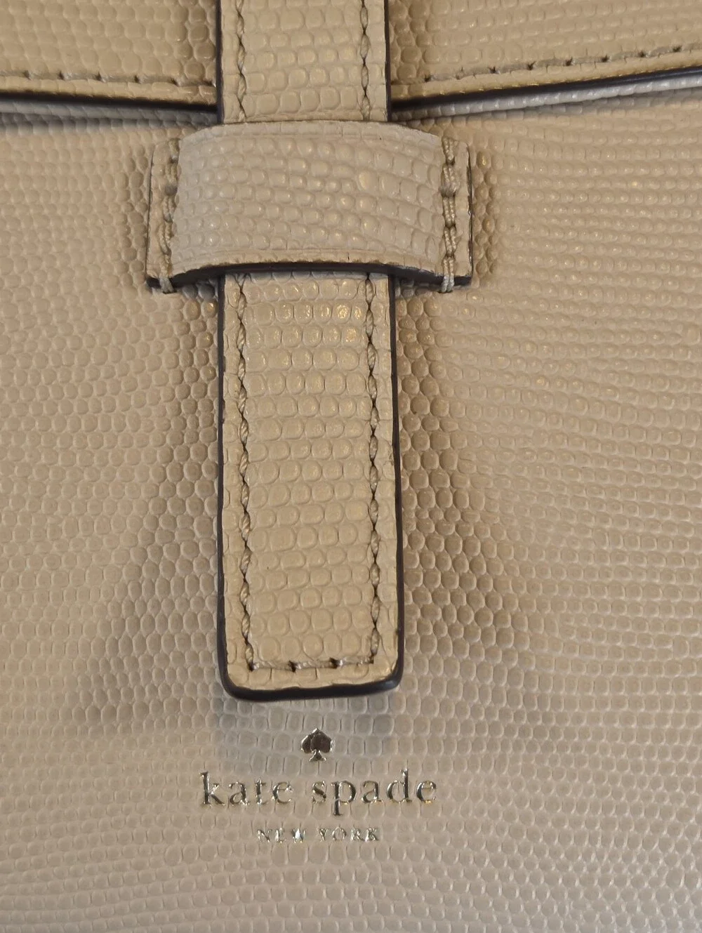 Kate Spade Cream Off White Saffiano Leather Flap Crossbody Purse Silver Chain